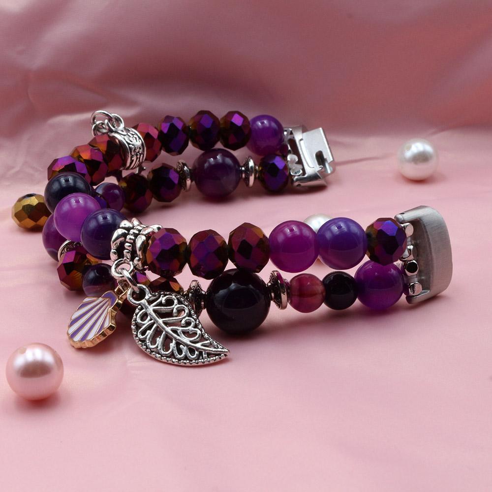 Elastic Pearl Bands for Fitbit Inspire 3 Bracelet Stretchy Jewelry Black Beaded Replacement Wristband For Women Girls