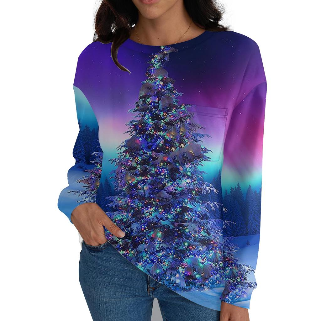 Женские рубашки с длинным рукавом, топы свободного покроя с круглым вырезом, повседневные осенние модные футболки, блузки с карманами, одежда