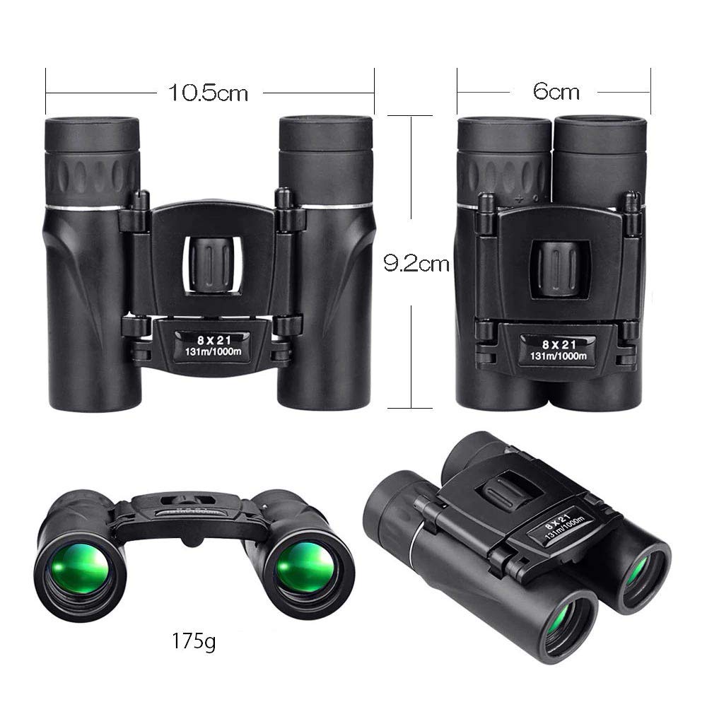Zmart 8x21 Compact Zoom 1000m HD Mini BAK4 FMC Long 1000m Objective Eyepiece Eye Diopter Porro Roof Field of Bird Outdoor Binoculars, Reach, Foldable,