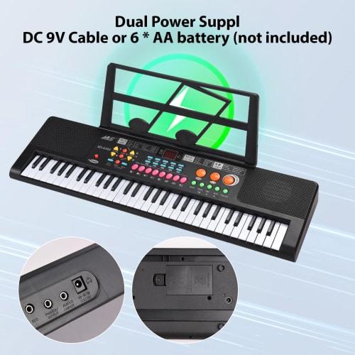 Btuty 61-Key Electronic Keyboard Piano with Dual Speakers, 16 Tones, 10 Rhythms, 6 Demo Instruments, Microphone and Sheet Music Stand for Beginners