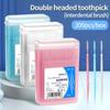 Зубочистка одноразовая семейная коробка в упаковке, портативная, ультратонкая, с двойной головкой, высококлассная, индивидуальная, креативная, фруктовая палочка, 200 шт.