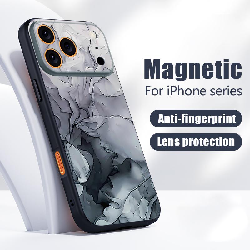 Чехол с рисунком под песчаник и мрамор для iPhone 17 Pro Max Чехол iPhone 16 15 14 13 Pro Max Магнитный для Magsafe Гибридный Тонкий Матовый Чехол