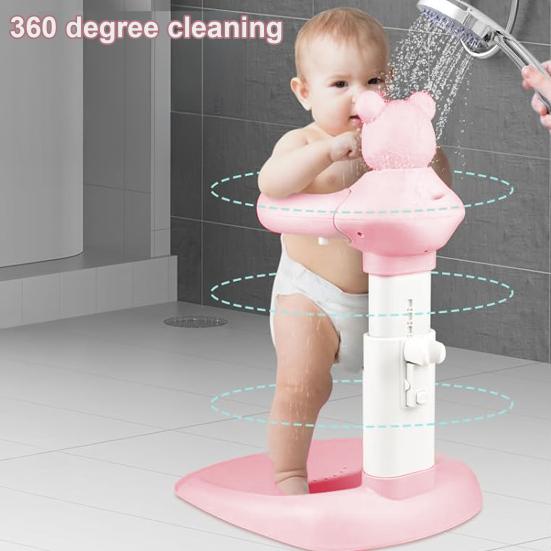 Baby Tub Stand with Stable Structure Adjustable Height Backrest Baby Design Anti-Slip Safety Bathing Tower