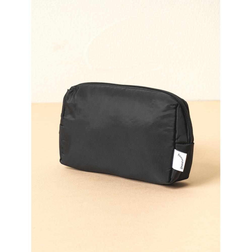 Daiso Square Label Pouch Black