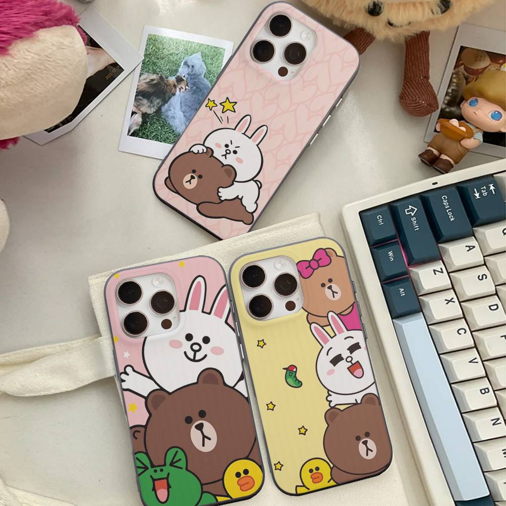Мультяшный Милый C-Кони B-Браун Чехол для Телефона Для IPhone 17 16 15 14 13 12 11 Pro Max Plus Гофрированный Бампер Задняя Крышка Корпус
