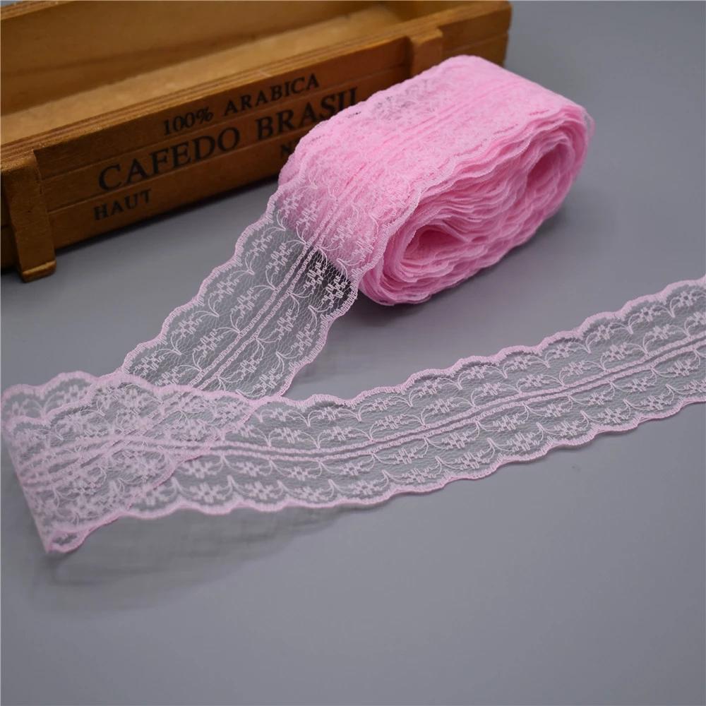 Beautiful 10 Meter Lace Ribbon Tape Width 45MM Trim Fabric DIY Embroidered Net Cord for Sewing Decoration African Lace Fabric
