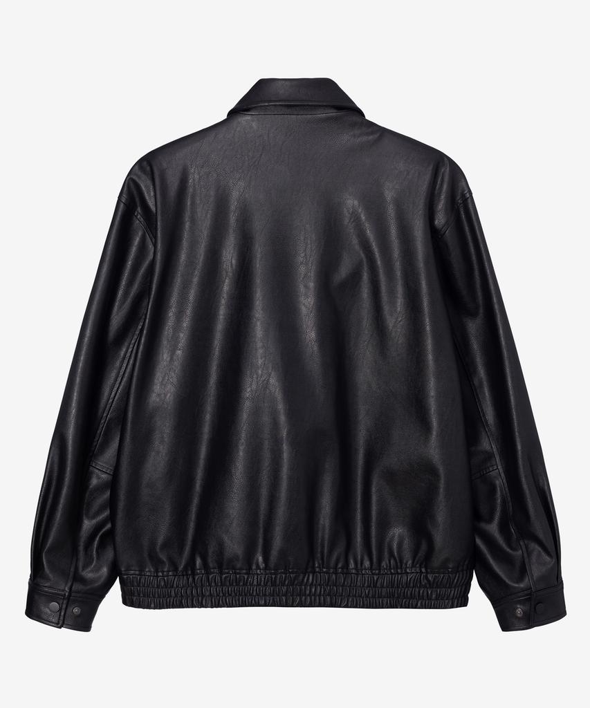 MINDBRIDGE [Couture] Out-Pocket Black Leather Oversized Blouson