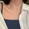 Серебряное ожерелье S925 с жемчугом в виде Луны и Звезды - Уникальный дизайн, цепочка на ключицу, ювелирный подарок для девушки