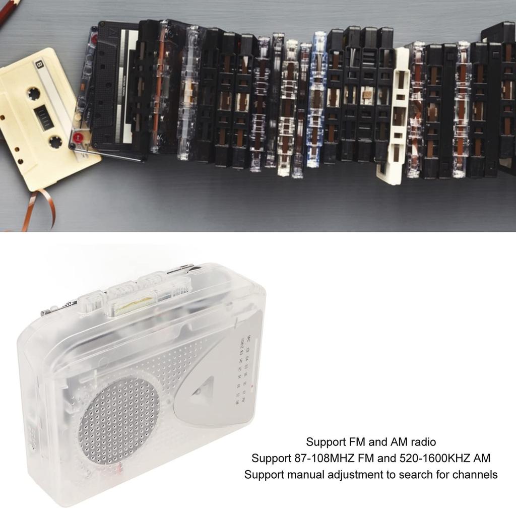 Portable Cassette Player, Tape Player with FM/AM Radio - Converts Tapes to MP3 Files, Supports Speaker and Headphone Playback, Cassette to MP3 Convert