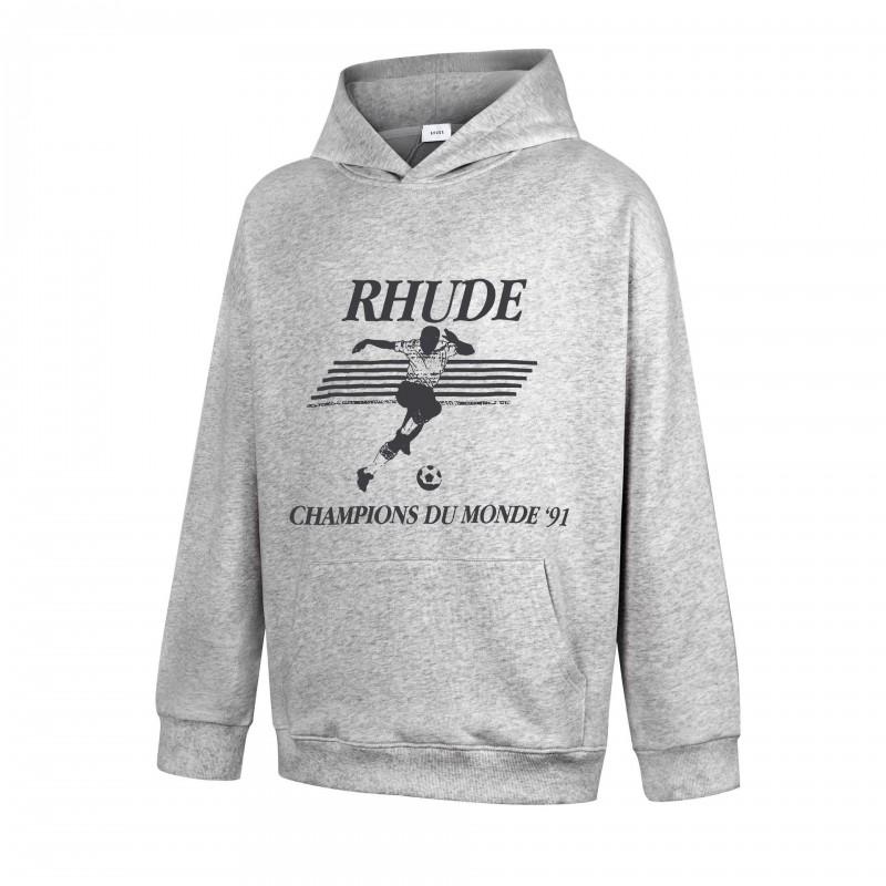 RHUDE Толстовка с графическим принтом из тяжелого хлопка Мужская Повседневная Свободный крой Молодежная Уличная одежда
