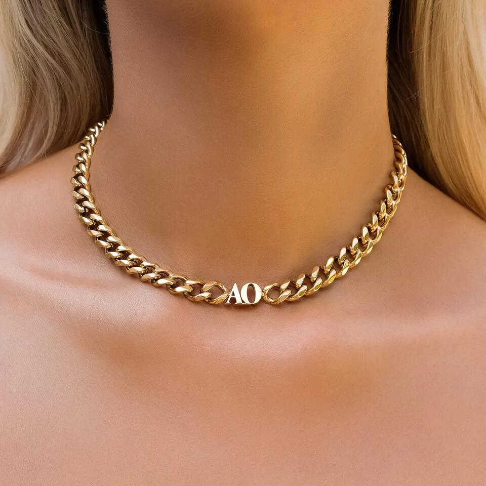 8mm Cuban Thick Name Necklace Rectangular Buckle Custom Letter Chain 314L Stainless steel Personalized Pendant Gift For Her/He