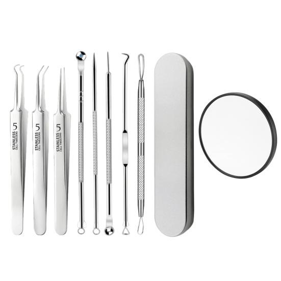 Набор инструментов для удаления черных точек, набор игл для удаления прыщей, экстрактор черных точек из нержавеющей стали с 15-кратным увеличительным стеклом, простой в использовании и очистке