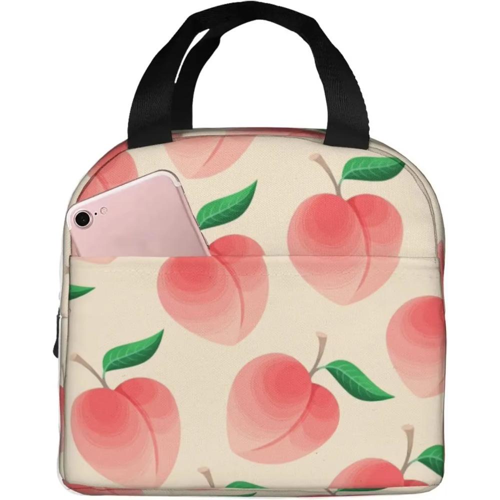 Peach Bright Orange Watercolor Cute Insulated Lunch Box Cooler Tote for Adults Work Office School Picnic Beach Reusable Lunchbox