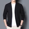 Spring and Autumn Knitted Cardigan Men's Trend Outer Top Thin Solid Color Middle-aged and Young Men's Sweater