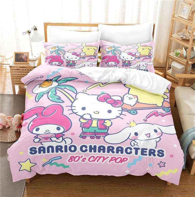 Sanrio Hello Kitty Melody Bedding Sets Comforter Cover Bed Cover Duvet Cover Pillow Case 2-3 Pieces Sets Bedroom Decor
