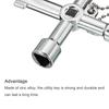 PATIKIL 86.8x60 mm multifunctional universal cross key 4 directions gas water meter key wrench for electrical cabinets For piping valves silver