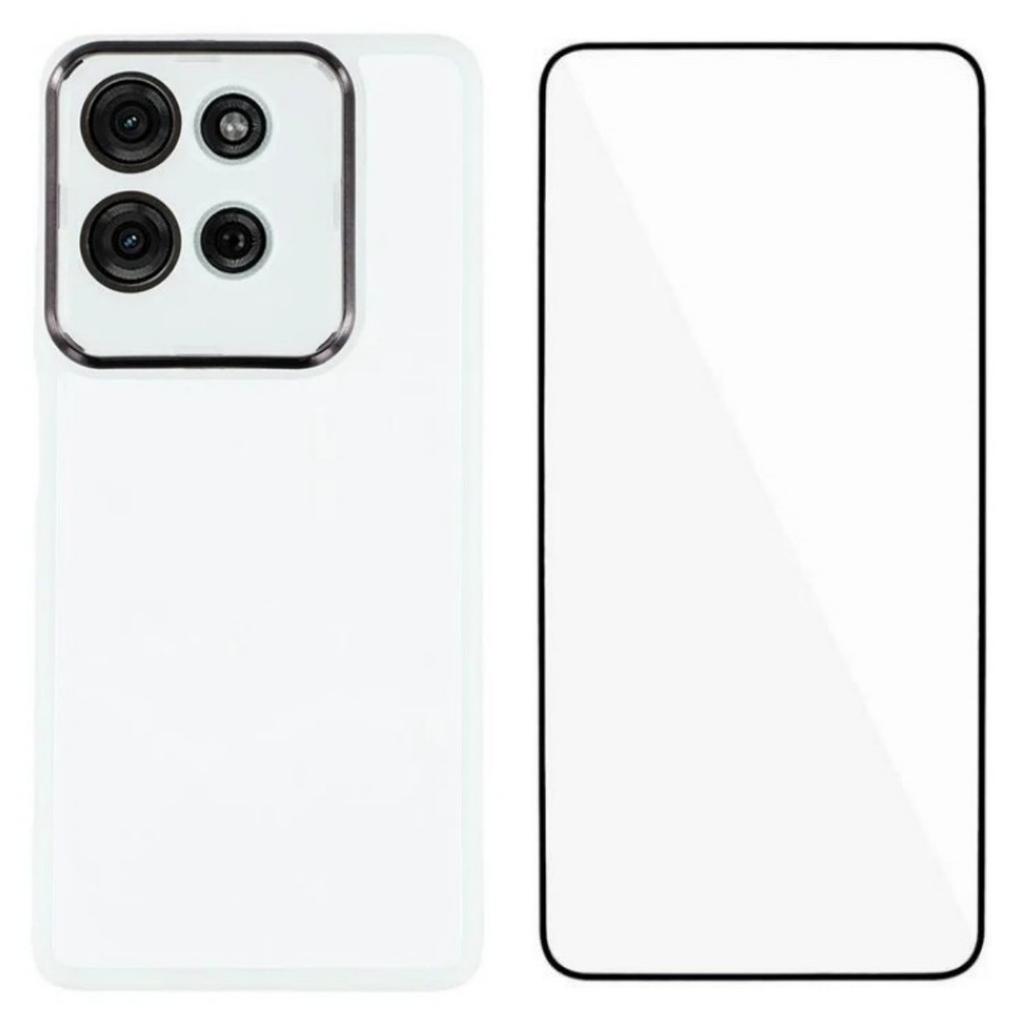 For Motorola Moto G75 5G TPU Case WANLONFENG DKSM Series Electroplated Frame Back Cover with Tempered Glass