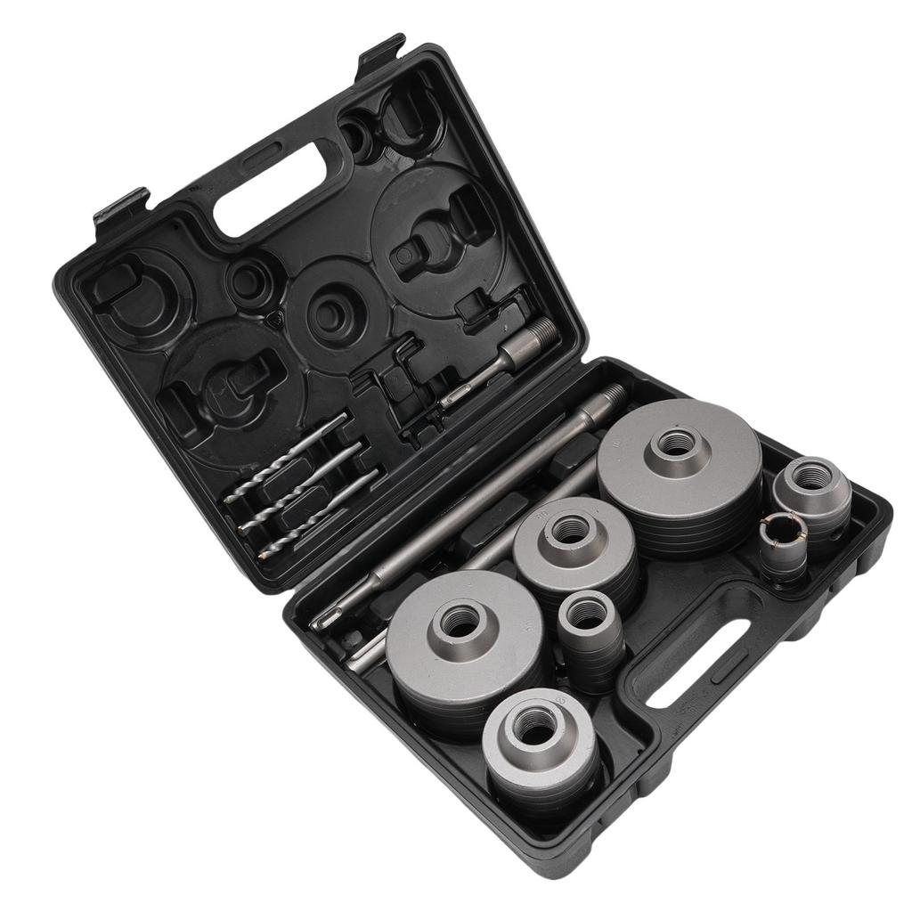 7PCS Hole Saws and 3PCS Connecting Rods Electric Hammer Hole Drilling Cutter Kit for Concrete Brick Cement Wall 30 110mm