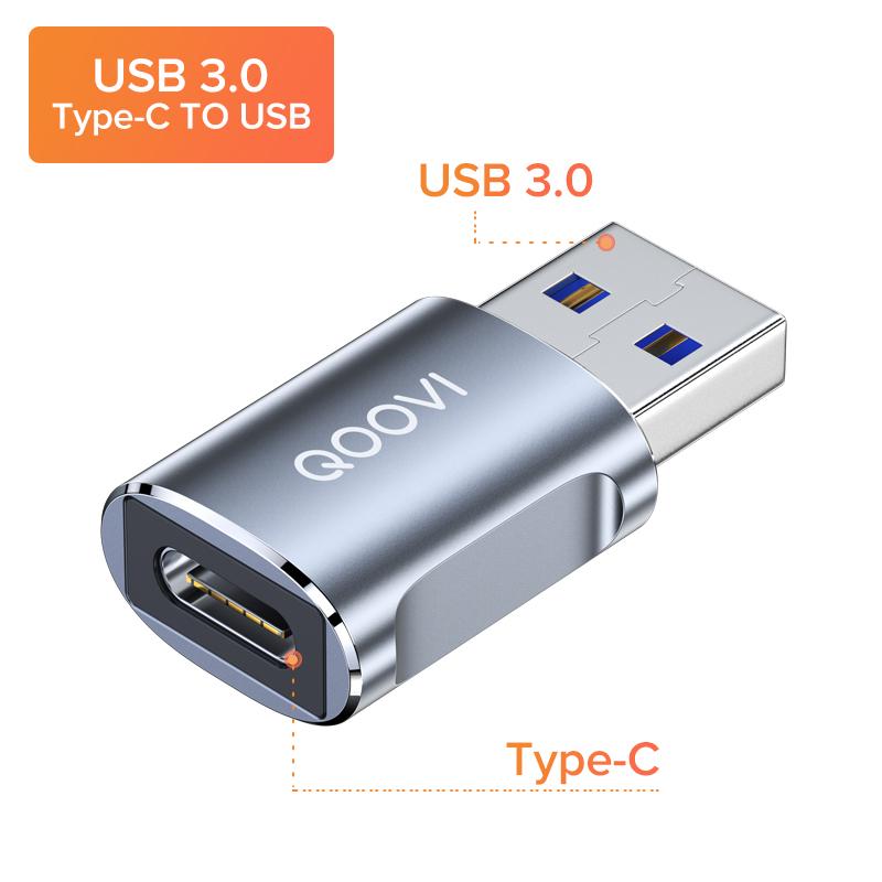 QOOVI Адаптер USB 3,0 к USB Type C OTG, преобразователь Thunderbolt 3 для ноутбука Pro, Samsung S21, Xiaomi, Huawei, разъем USB-C OTG