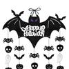 Party Atmosphere Accents Happy Halloween Bat Hanging Door Sign, Spooky Skull Spider Paper Festive Holiday Supplies Ornament, Large Wall Hanger