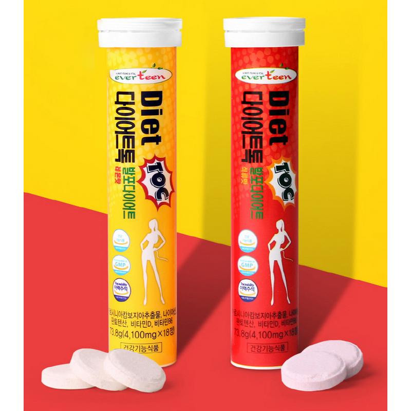 Everteen Diet Tok, пенящийся, со вкусом гарцинии и лимона, 18 таблеток, 2 шт.