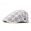 Unisex Plaid Tartan Flat Cap Retro British Style Ivy Hat Breathable Lightweight Adjustable Cabbie Beret for Spring Summer Men Women