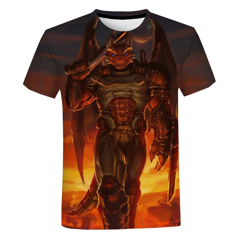 Мужская футболка с короткими рукавами Doom Game с 3D принтом, летняя повседневная футболка большого размера, модные уличные топы с круглым вырезом в стиле Харадзюку