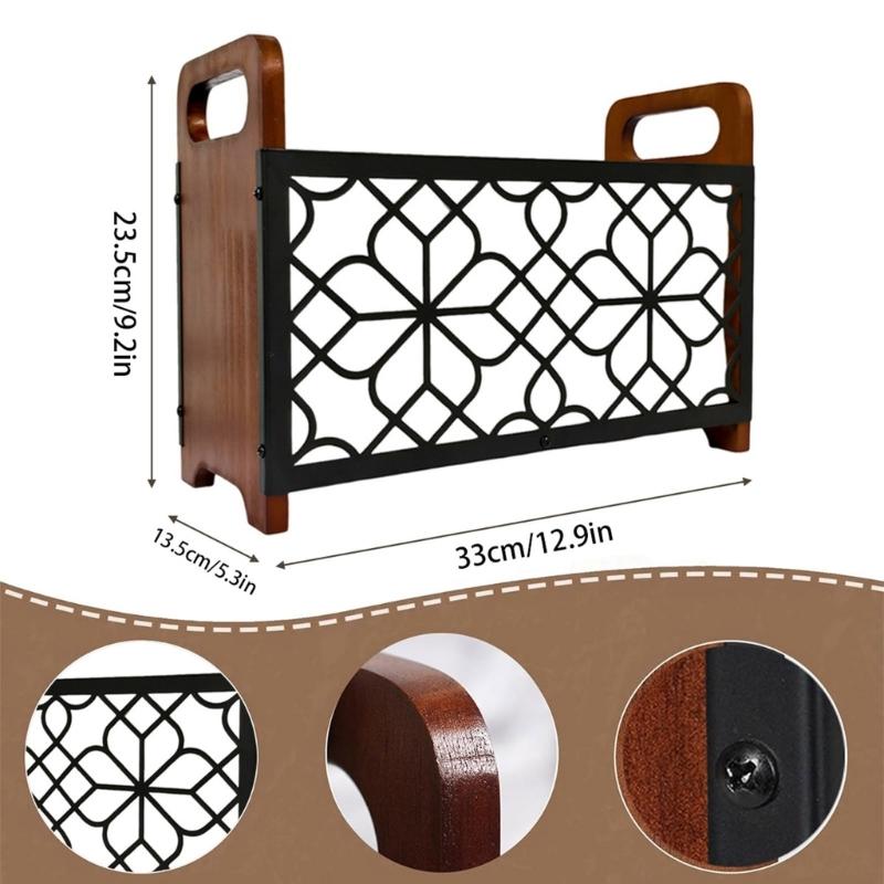 Multifunctional Floor Standing Storage Rack for Books Magazines Newspapers Wooden Organizer Elegant Home Decoration