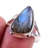 Natural Labradorite Gemstone 925 Solid Sterling Silver Jewelry Ring Size 9 a3Z92
