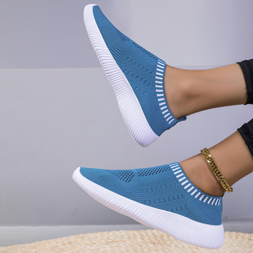 Женская трикотажная вулканизированная обувь, высококачественные простые кроссовки, туфли-лоферы, большой размер 42, удобные мягкие туфли на плоской подошве для ходьбы