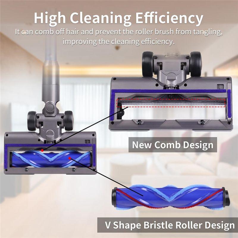 ABWR-Для Dyson V7 V8 V10 V11 V15 Пылесоса Насадка для твердого пола со светодиодной подсветкой V-образная Турбощетка с щетиной Насадка-щетка
