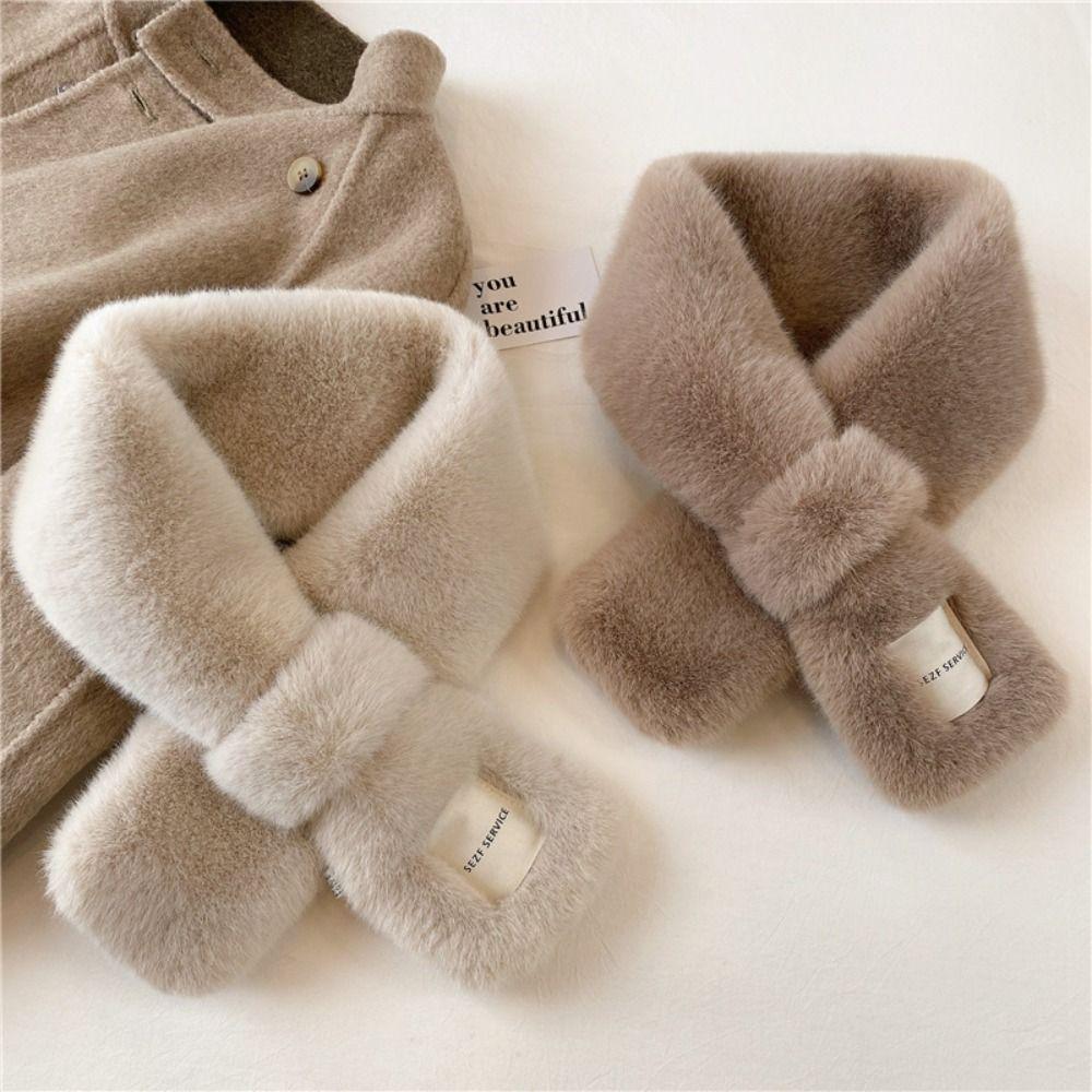 Faux Rabbit Fur Women Winter Scarves Fake Collar Cross Scarf Simple Plush Scarf Autumn Winter