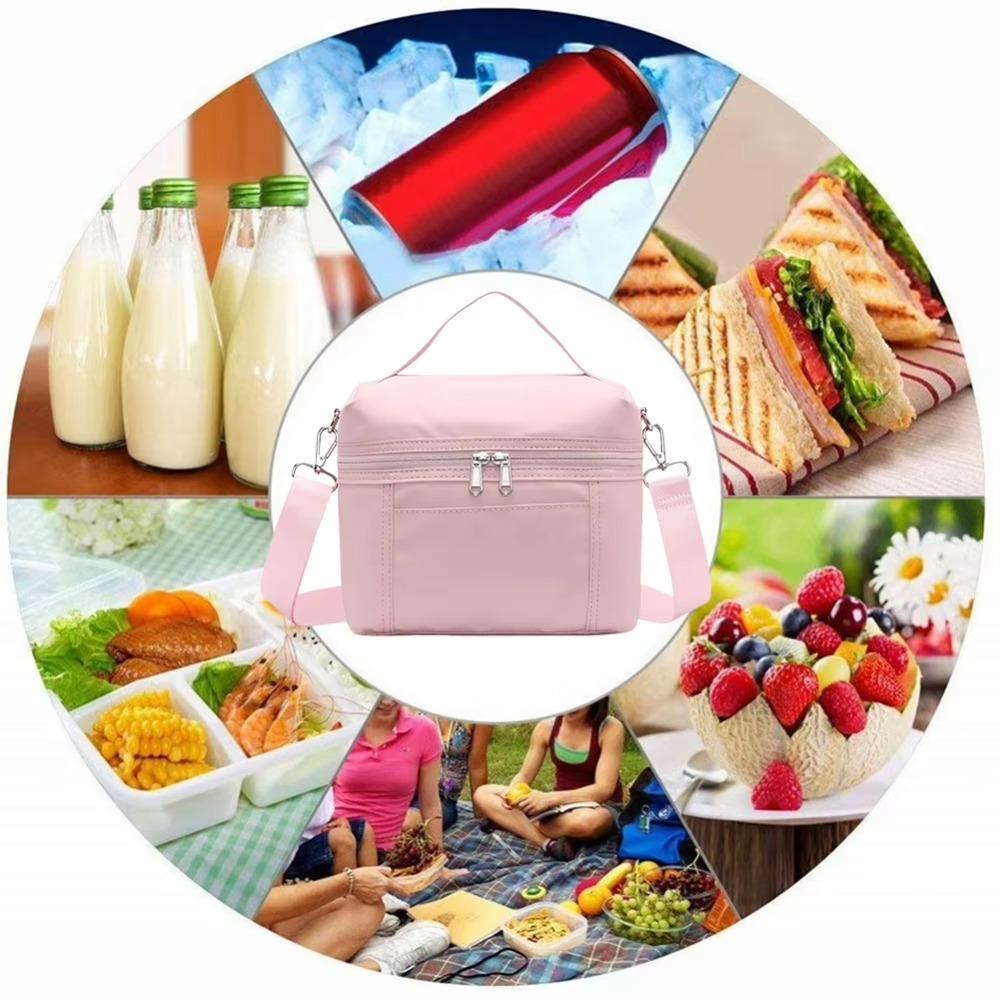 Large Capacity Insulated Lunch Bag Adjustable Shoulder Strap Food Tote Bag Picnic Bag  Lunch