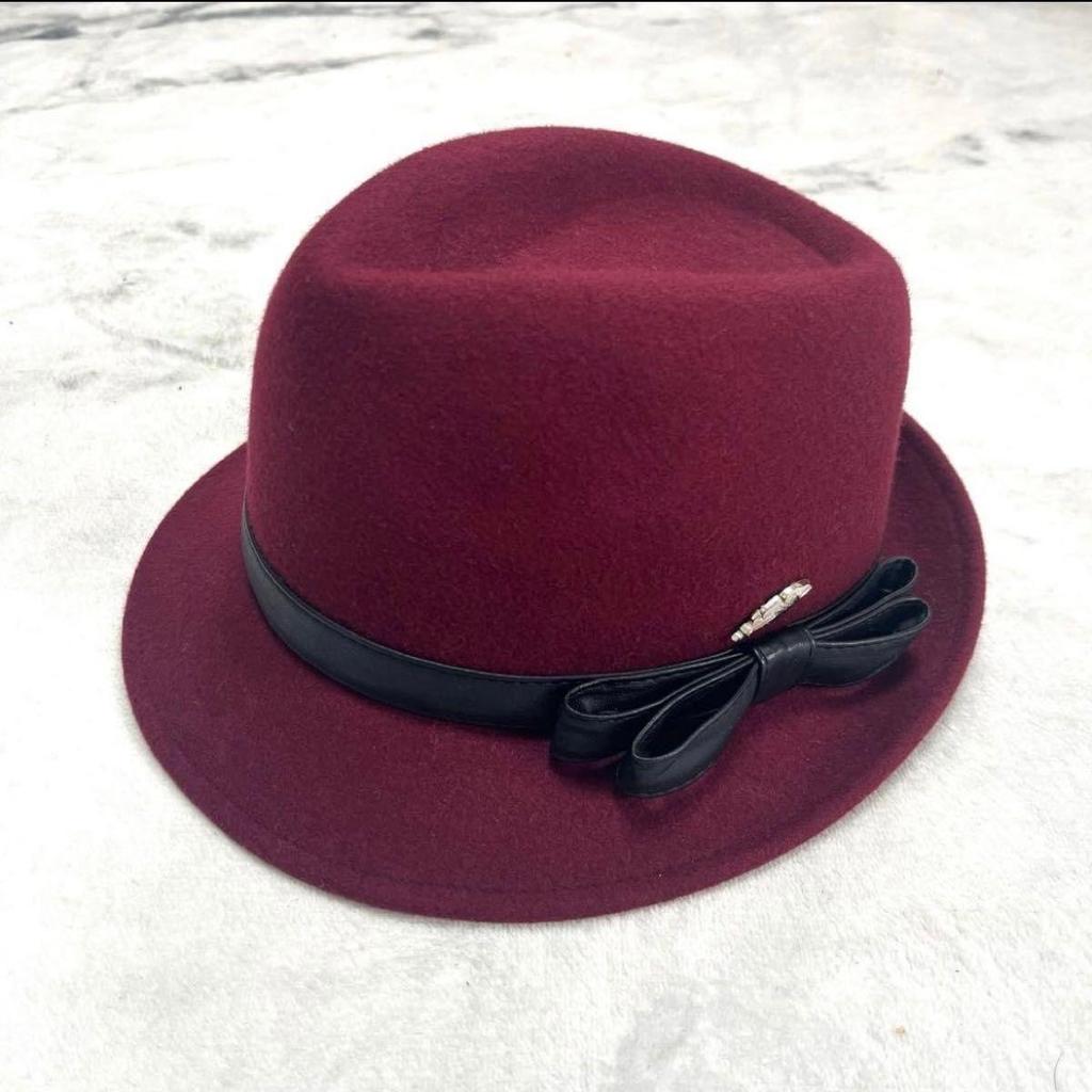 Б/у Шляпа STETSON maxim Бордовая Шерстяная Черная Лента Перо Декор Складная Шляпа Винно-Красная 57.5см