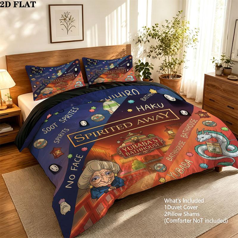 Away Pattern Bedding Quilt Set Quilt Cover Pillowcase Home Birthday Gift(1 * duvet cover + 2 * pillowcase, without core)