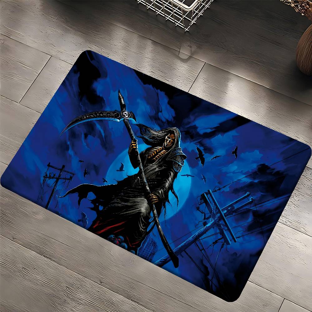 D-Dark Grim Reaper Anime Entrance Door Mat Nordic Style Home Doormat Bathroom-Toilet Mats Bedroom Hotel Decor Mat