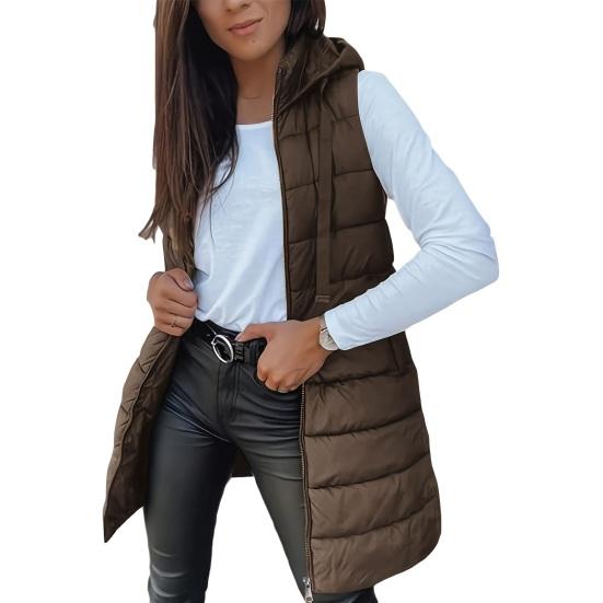 Women'S Puffer Vest Casual Zip Up Quilted Padded Vest Hooded