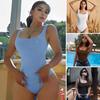 Women Bodysuit Square Neck Sleeveless Skinny Elastic with Crotch Button Closure Tight Waist Backless Solid