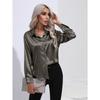 Women's New Popular Satin Shirt Imitates Silk Long Sleeved Shirt