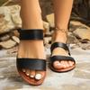 Летние однотонные сандалии на плоской подошве Popula, уличные тапочки с открытым носком, пляжная женская обувь, большие размеры, шлепанцы Zapatos De Mujer