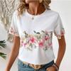 Fashion Women Beautiful Flower Wreath Print T Shirt Funny Casual O-neck Short Sleeves T-shirt Summer Female Tee Shirt