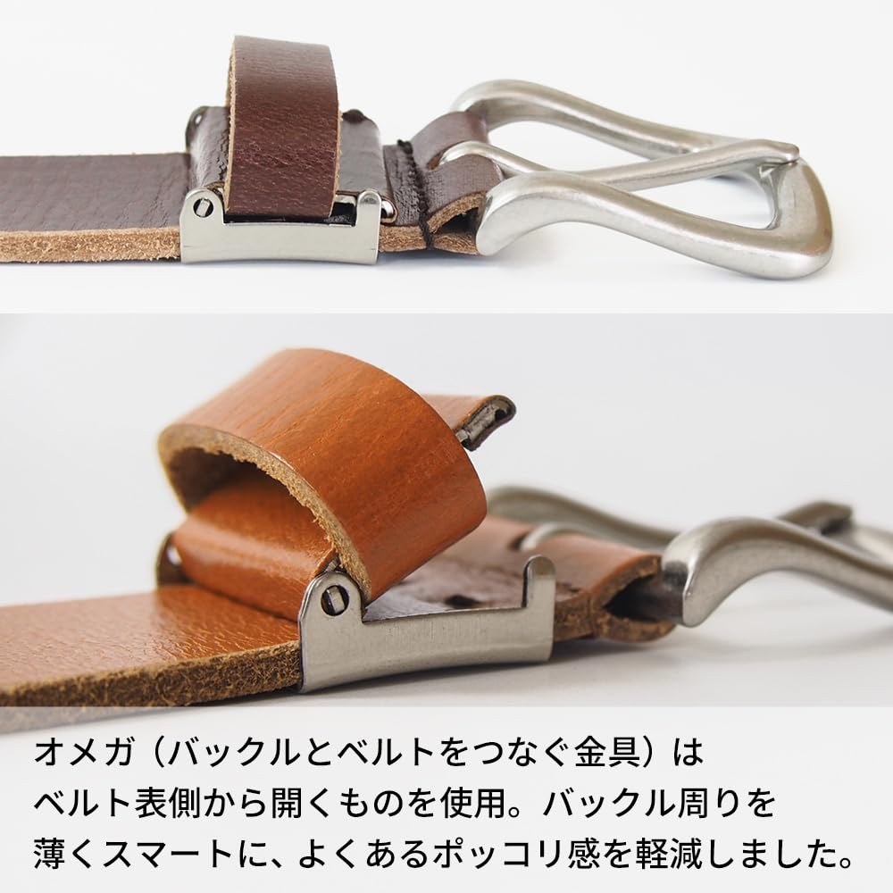 [KOGUMA BELT] Ремень, Сделано в Японии, Насладитесь ощущением кожи, Базовый, Коровья кожа, Ручная работа, Кожа растительного дубления, Ремень из натуральной кожи, Мужской и
