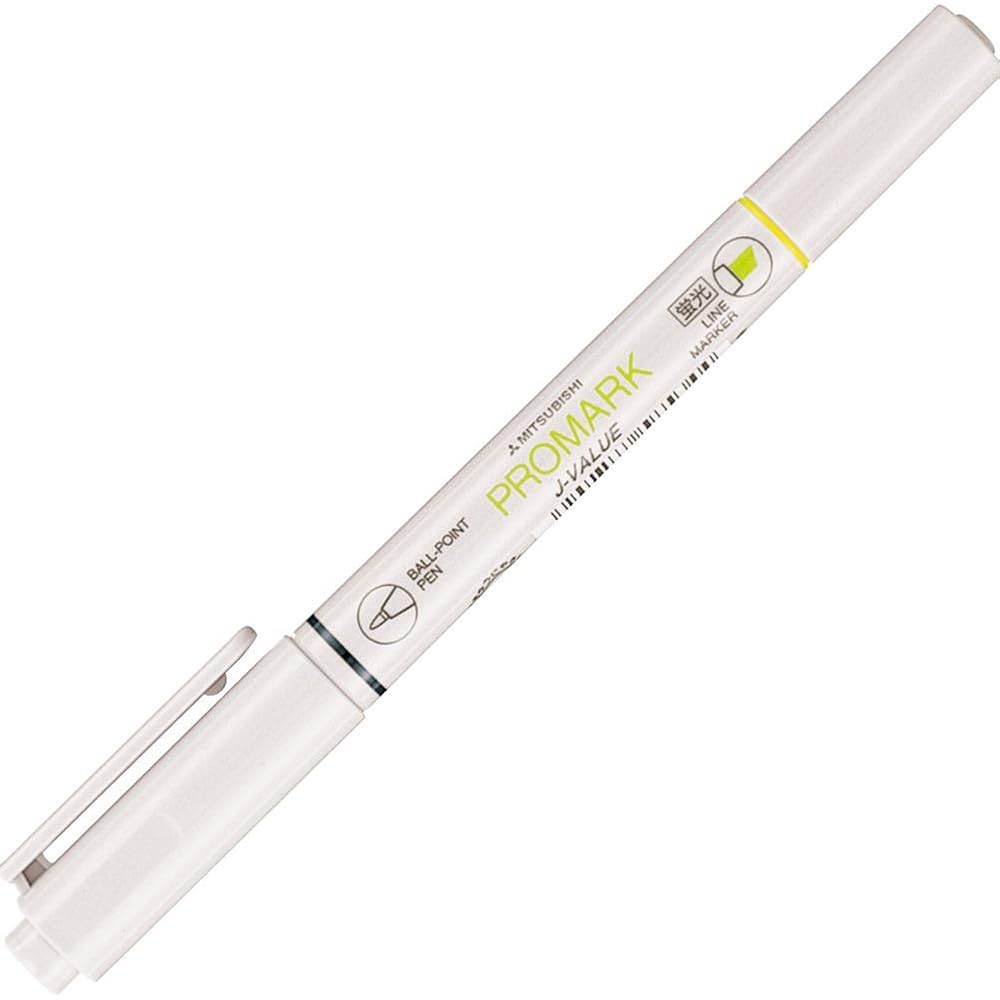 Маркер-хайлайтер Mitsubishi Pencil с шариковой ручкой Promark Permanent, Желтый, PB105T.2, Упаковка 10 шт.