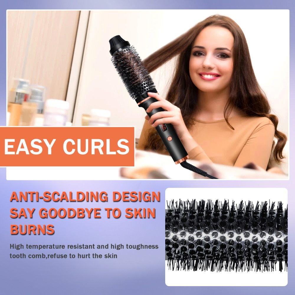 LCD Display Thermal Brush Ceramic Volumizing Brush  Straight and Curly Hair