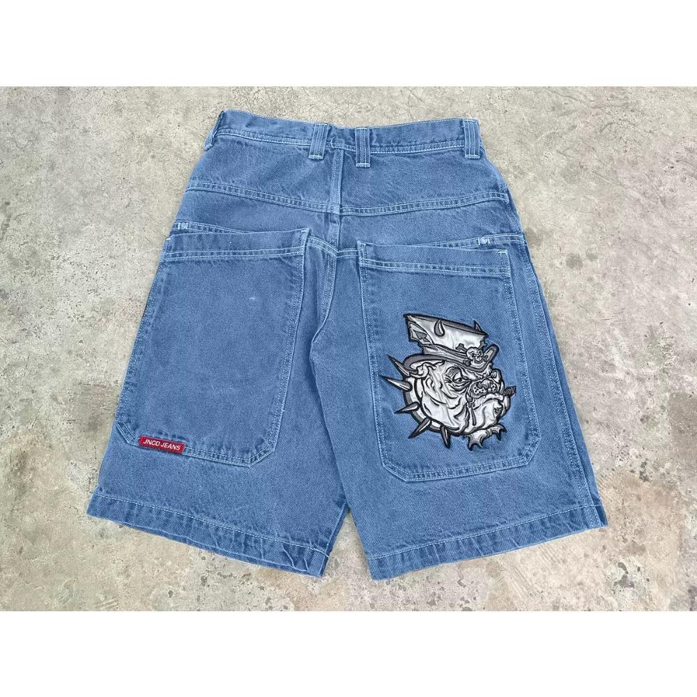 Хип-хоп ретро джинсовые шорты Y2k синяя стирка широкие прямые рабочие брюки мужские и женские уличные шорты одежда