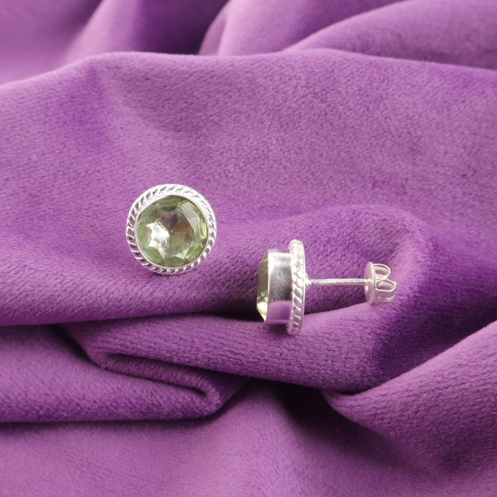 Зеленый Аметист Драгоценный Камень 925 Серебро Пуссеты Новые Серьги на День Дружбы EE-147-1