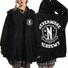 Nevermore Academy Wednesday Addams Zipper Hoodie Casual Sweatshirts Women's Hoodie Top Spring Autumn Coats