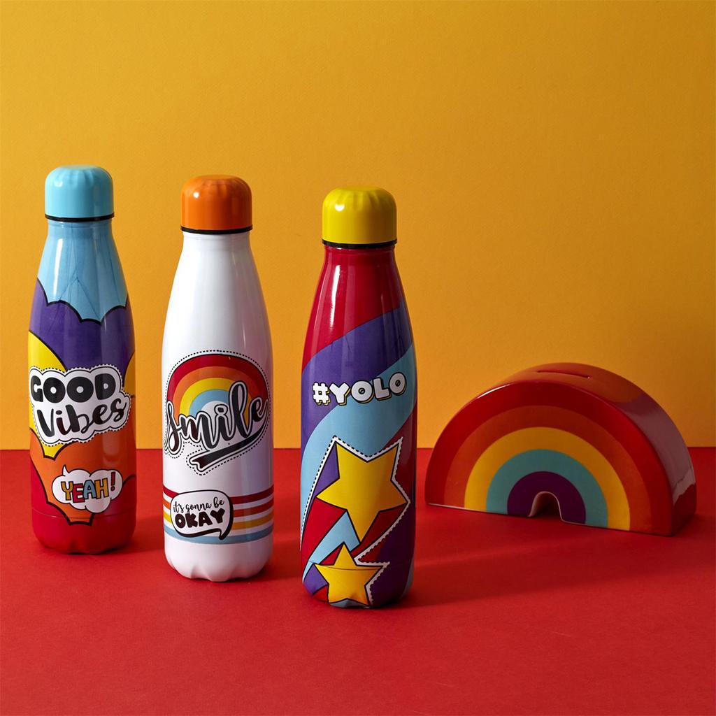 Les Trésors De Lily [A3673] - Multicolored Red 'Rainbow' Ceramic Piggy Bank - 18x10x6 Cm