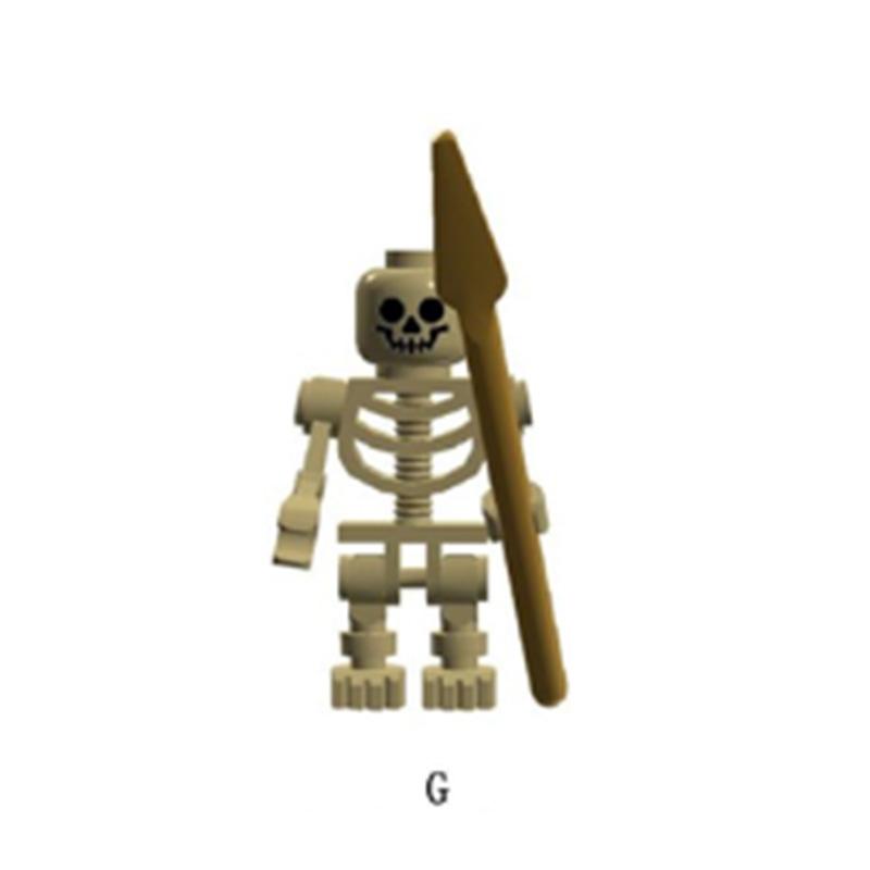 MOC Medieval Military Skeleton Corps Series Soldiers Army Building Block Weapons Spear Sword Accessories Brick Kids Toys Gift