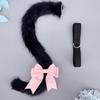 Кошачьи ушки шпилька хвост комплект из 2 предметов кошачьи ушки повязка на голову украшение для волос с лентой костюм кошки косплей костюм на Хэллоуин [kuroobaa] (Черный + Розовый)